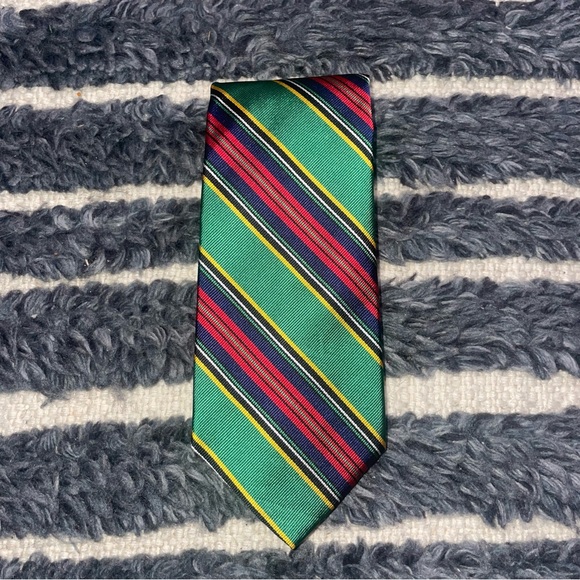 NWT Polo Ralph Lauren Tie Green Navy Red Striped Hand Made in Italy Holiday - Picture 1 of 2
